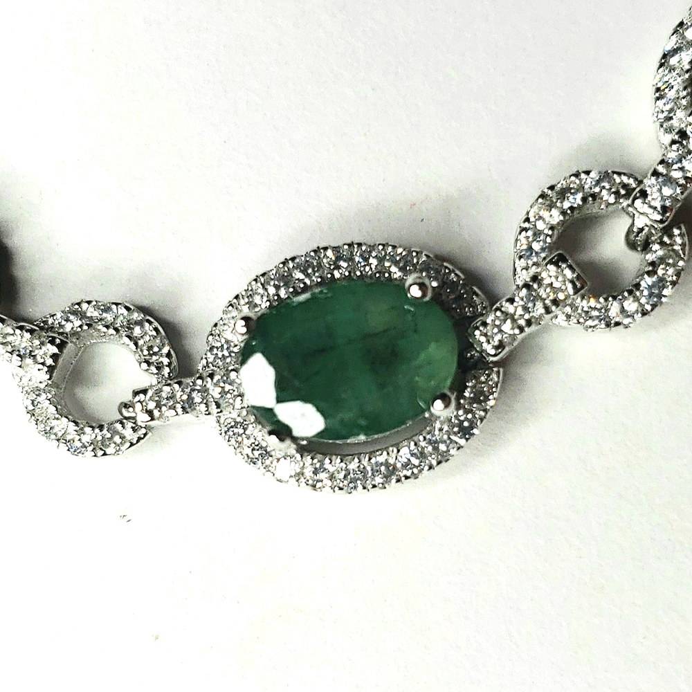 Silver 6ct Sapphire,Emerald,Ruby Bracelet - image 2